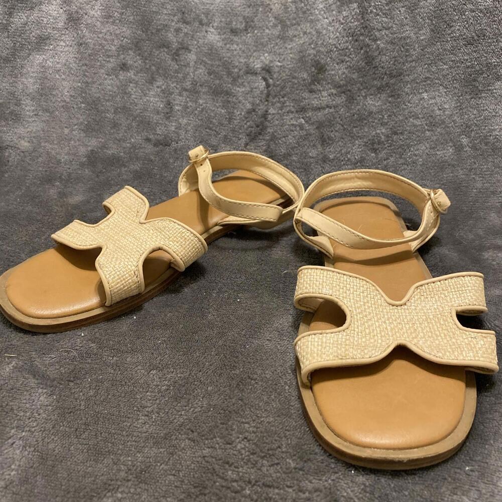 Wonder Nation Girls Tan Brown Faux Leather Gladiator Sandals Sz 2 Summer Easter